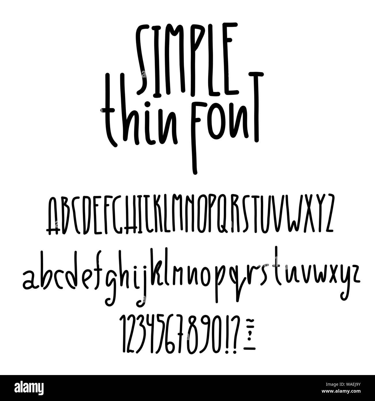 Simple alphabet. Modern thin font. Vector illustration Stock Vector Image &  Art - Alamy