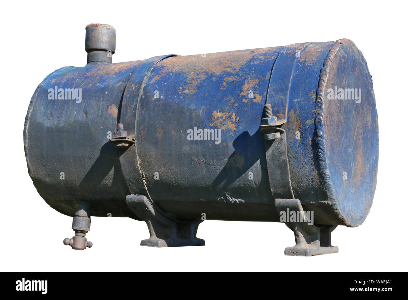 Old rusty vintage metal steel tank for diesel fuel from agricultural ...