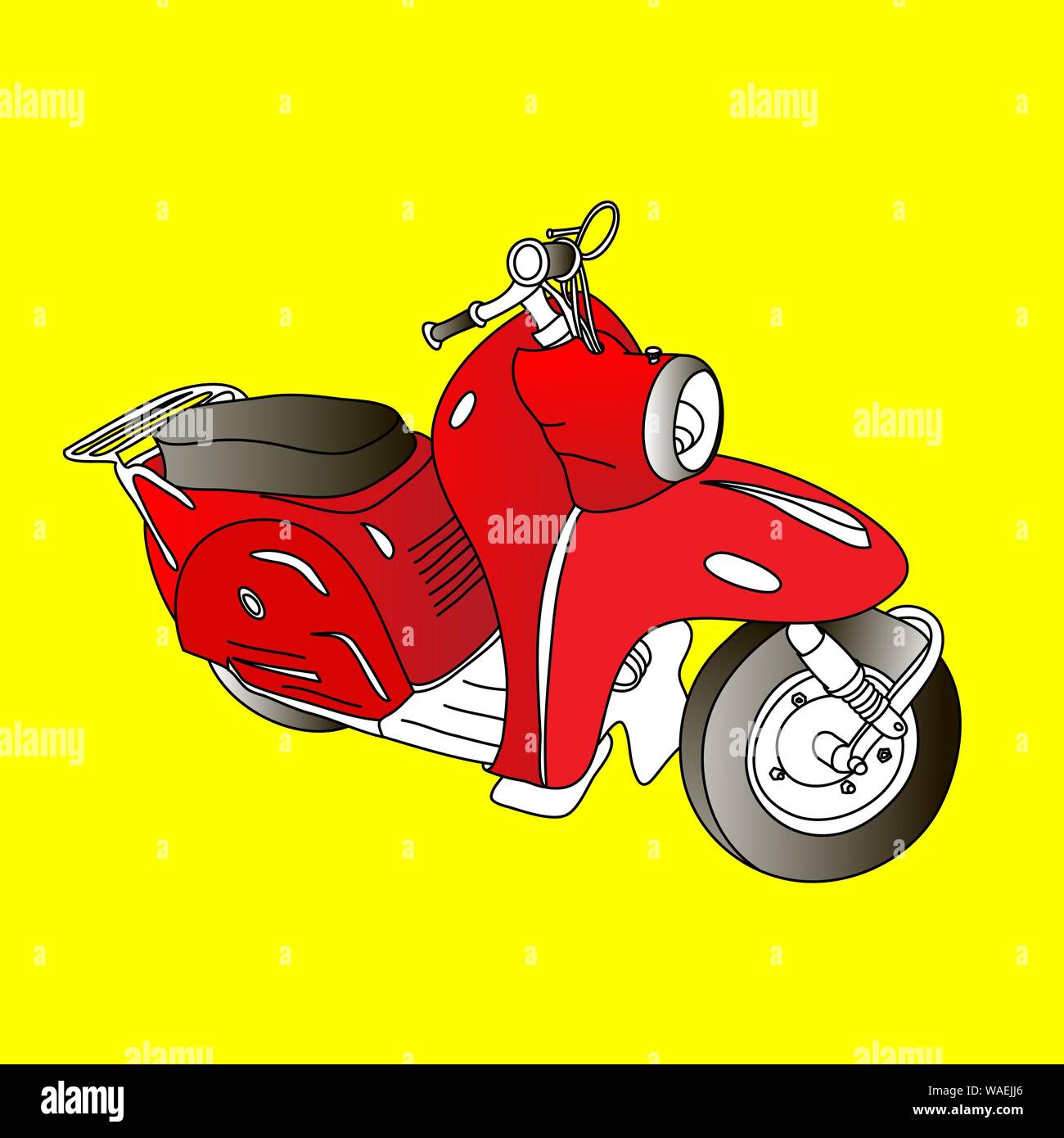 Scooter sketch. Red bike print. Vector simple illustration Stock Vector