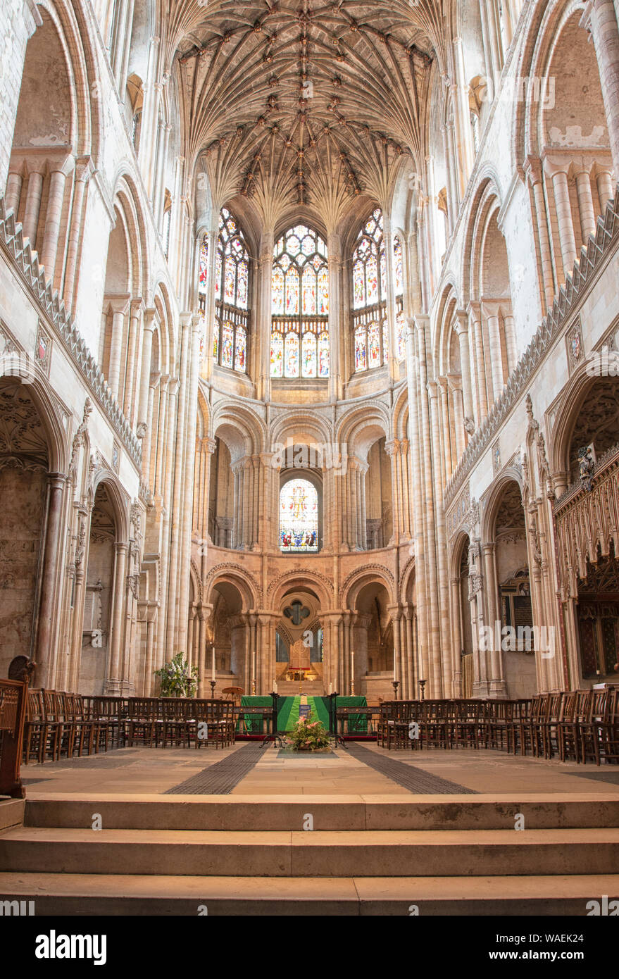 The interior and seat of the Bishop of Norwich cathedral Stock Photo