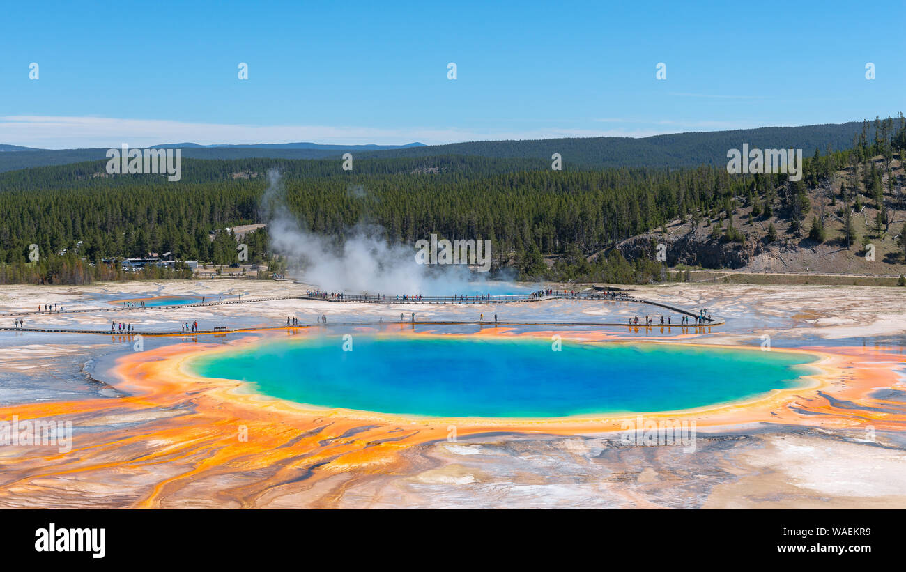 Grand prismatic spring aerial hires stock
