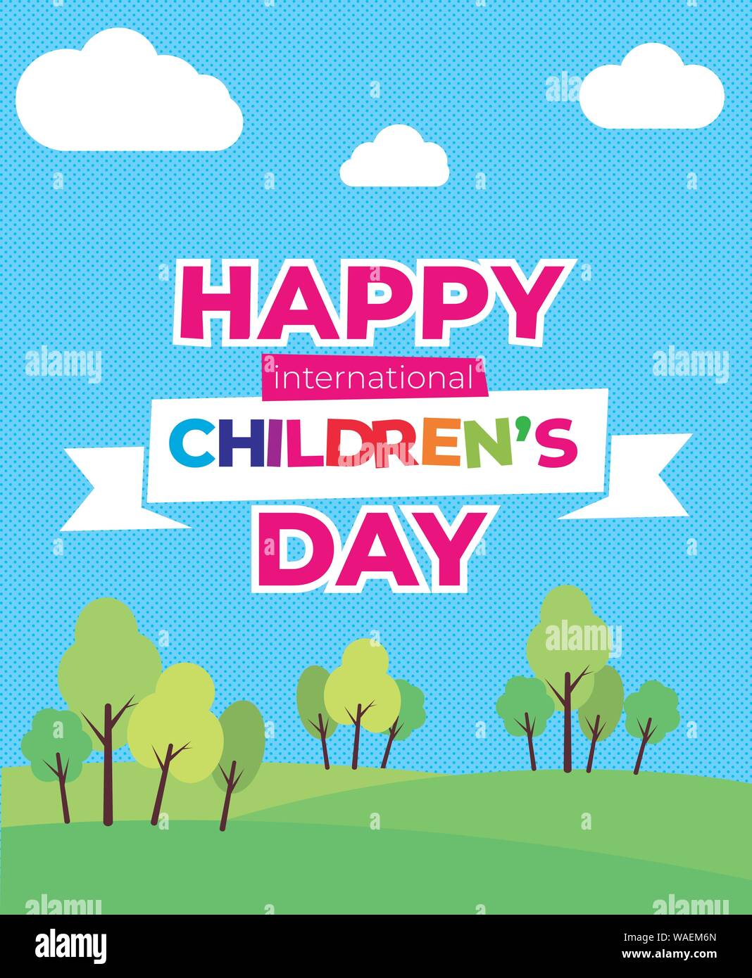Happy International Childrens Day Banner Vector Background Stock