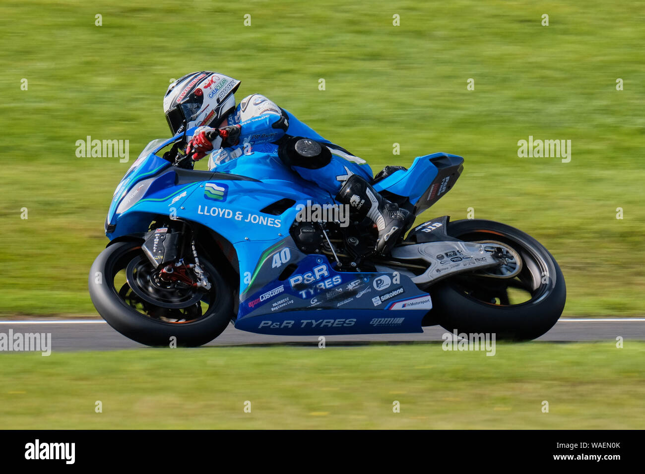 Joe Francis aboard the PR Racing BMW S1000RR at BSB Cadwell Park 2019 Stock Photo