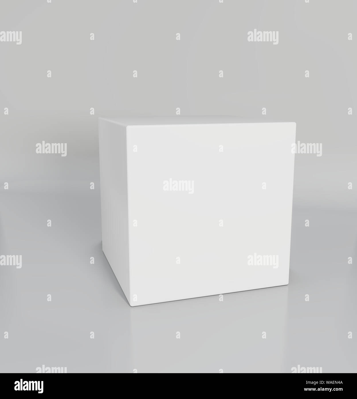 White pedestal in light studio. 3d rendering background Stock Photo - Alamy