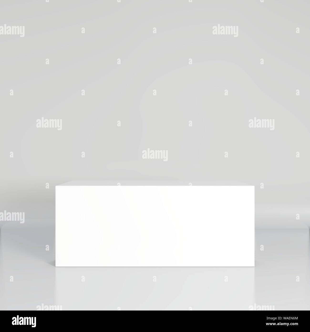 White pedestal in light studio. 3d rendering background Stock Photo - Alamy