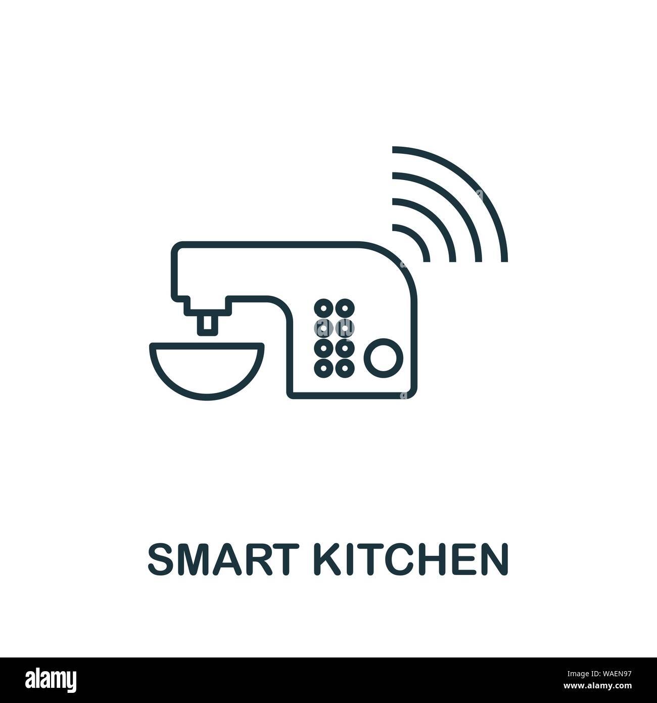 Smart Kitchen outline icon. Creative design from smart devices icon collection. Premium smart kitchen outline icon. For web design, apps, software and Stock Vector