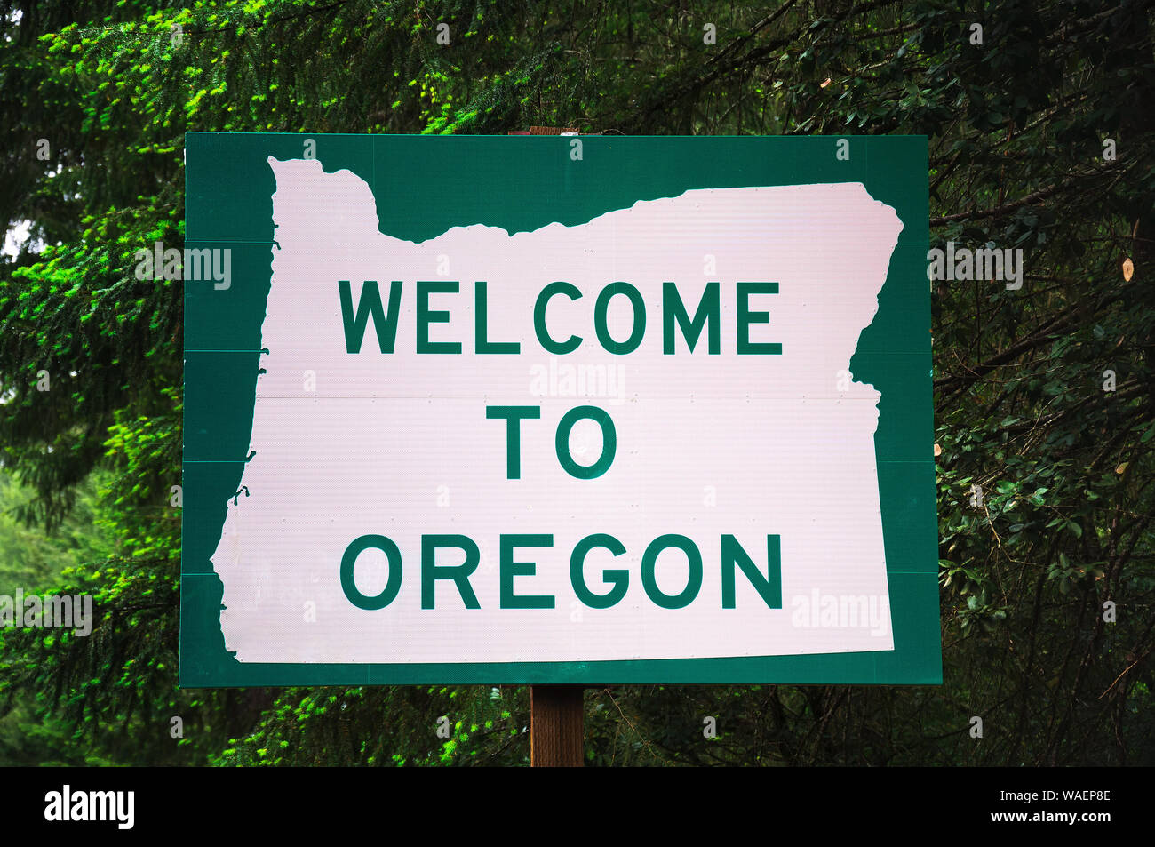 Welcome to Oregon State Sign Stock Photo