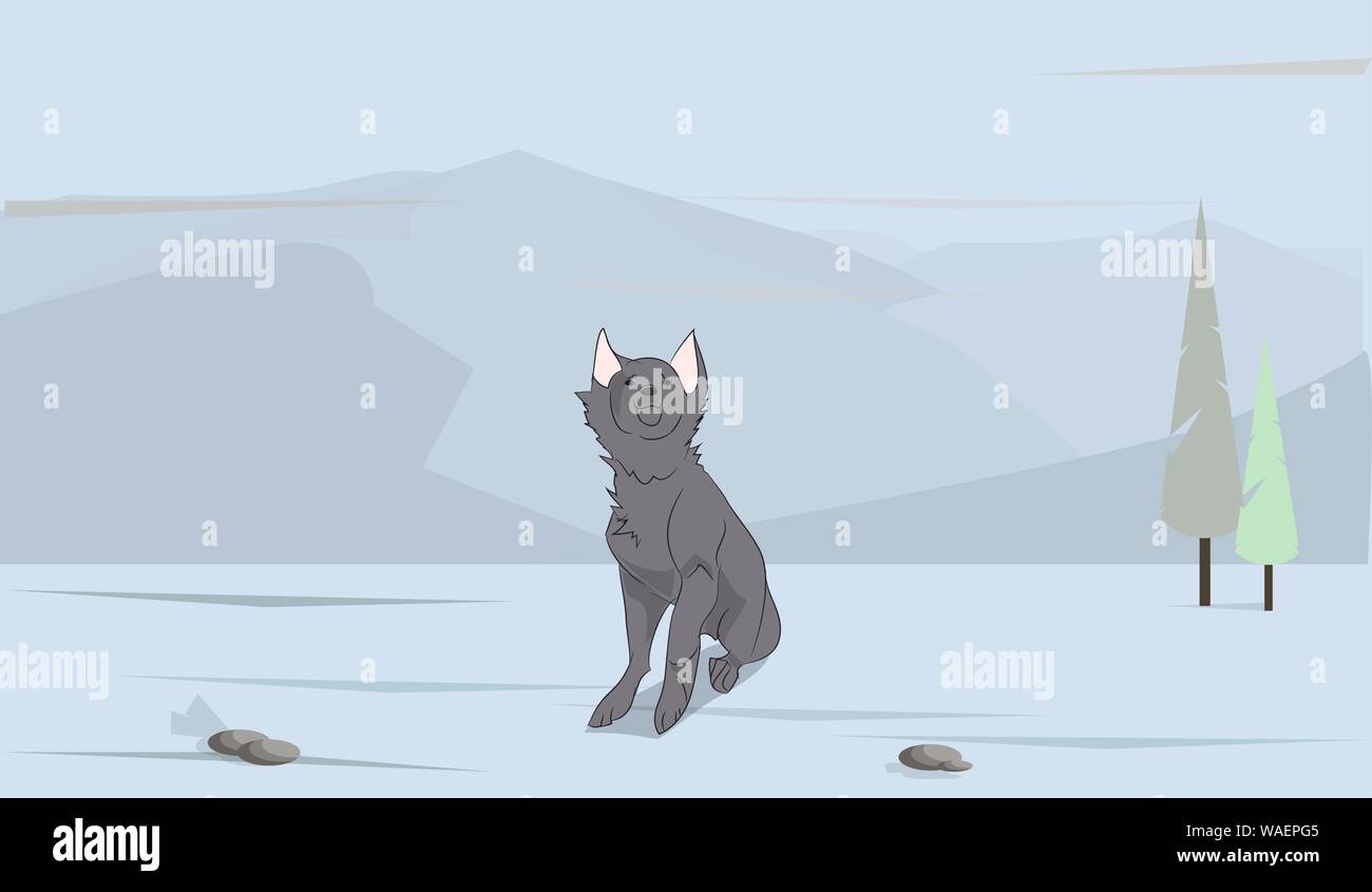 dog sitting, outdoors, vector, dog sitting, outdoors, vector Stock Vector