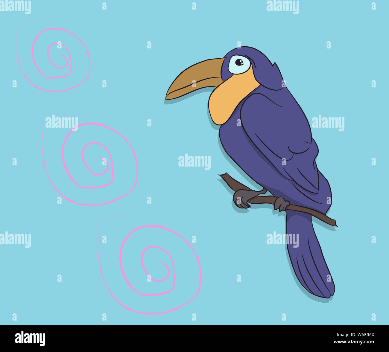 bird sitting on a branch, vector, bright background Stock Vector