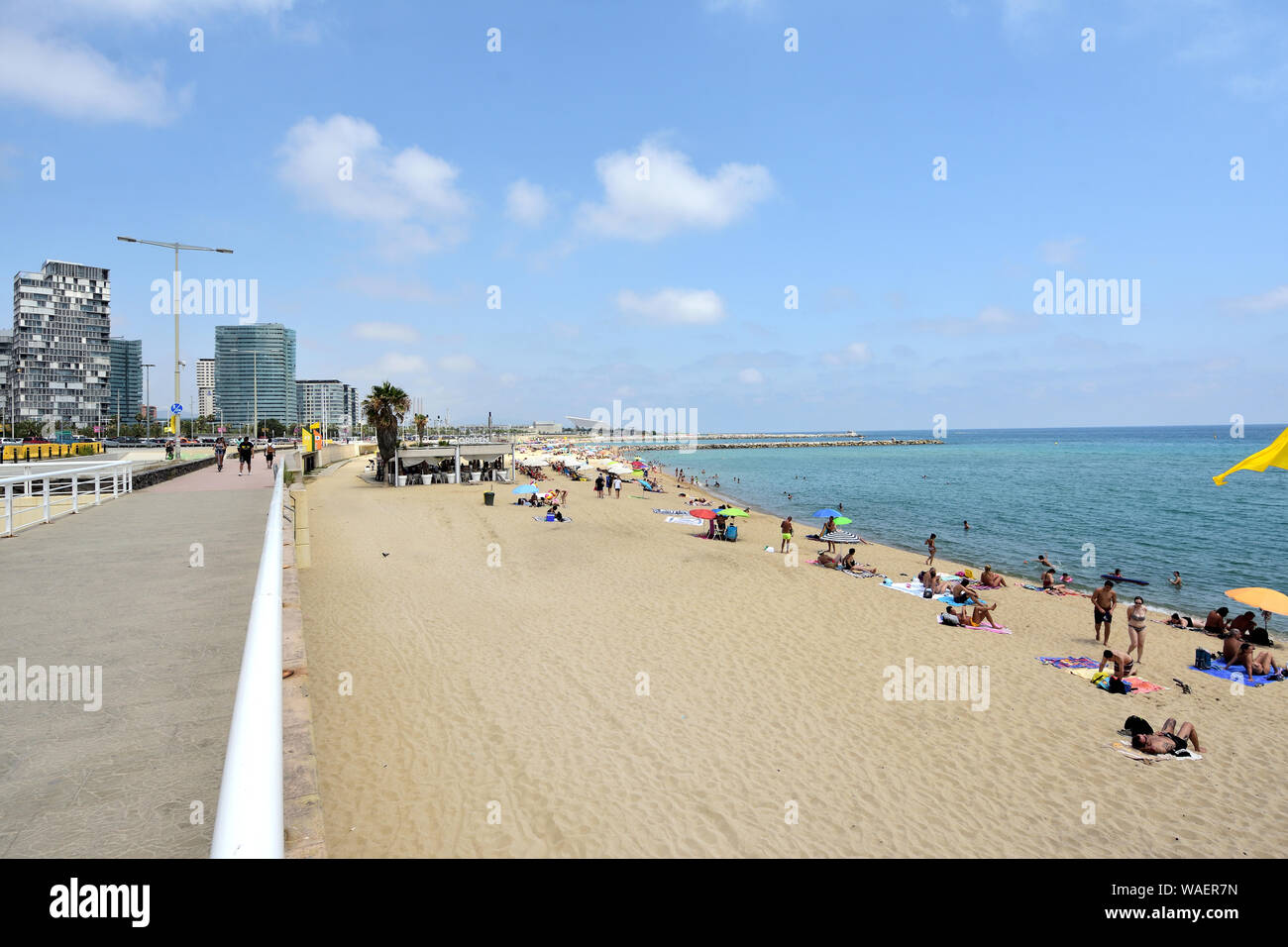 La Nova Mar Bella Beach Barcelona Catalonia Spain Stock