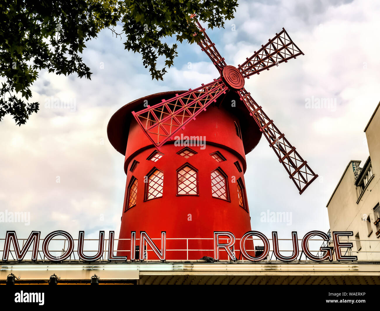 PARIS, FRANCE - 26 AUGUST, 2013 - The Moulin Rouge club, located in the famous red light district of Pigalle, Paris, France Stock Photo