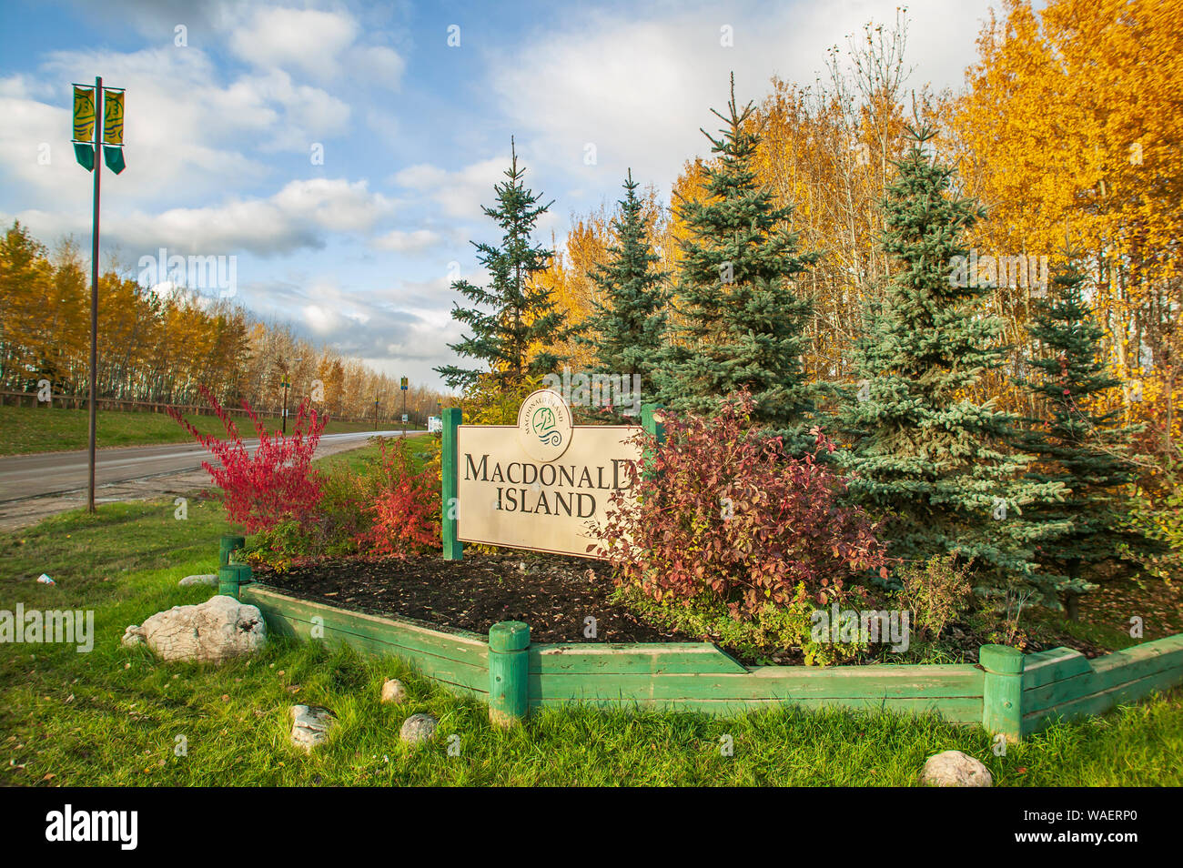 Entrance to MacDonald Island Park on MacDonald Drive, Fort McMurray
