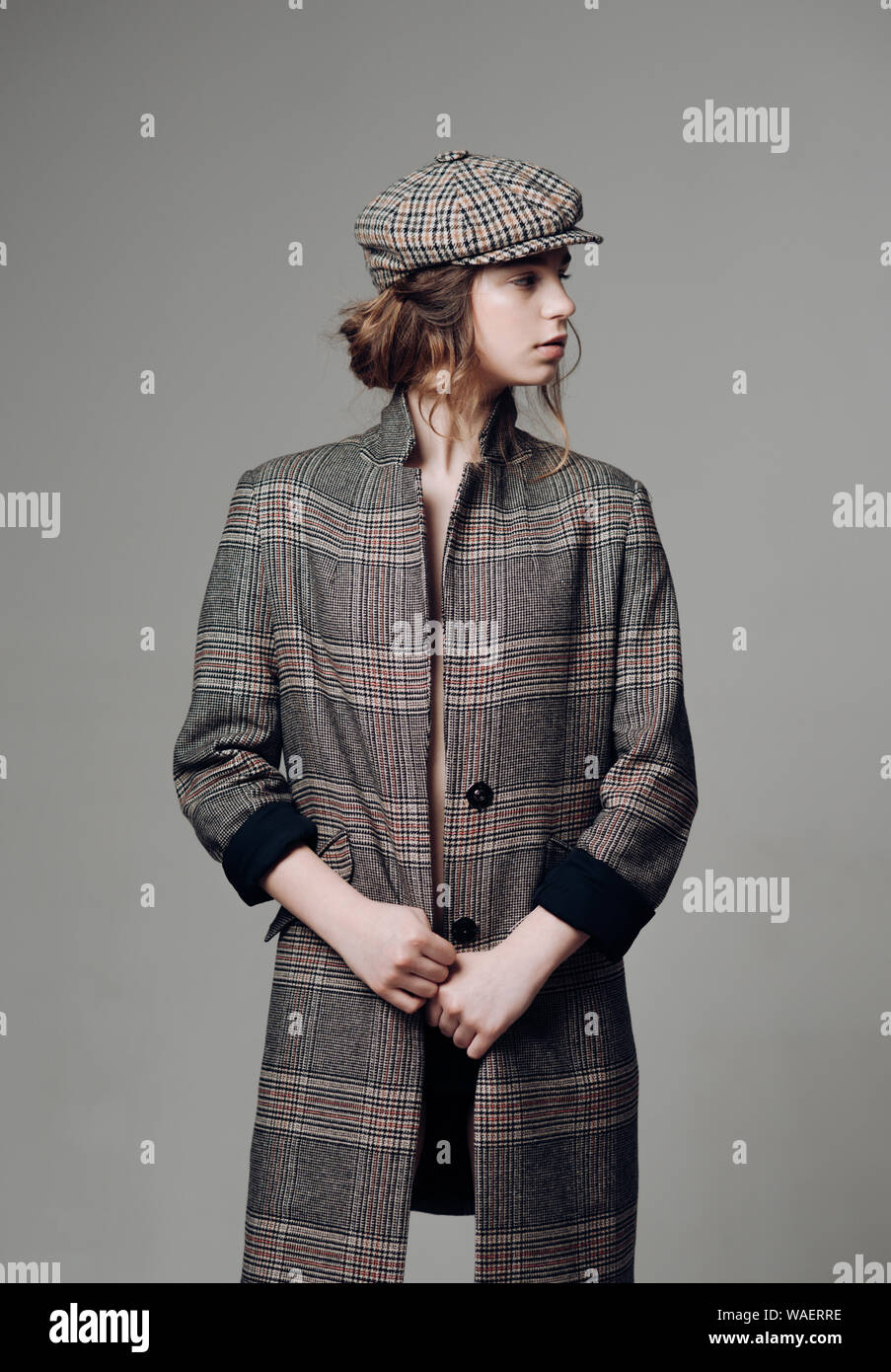 english style. english style of fashion model in beret. english style