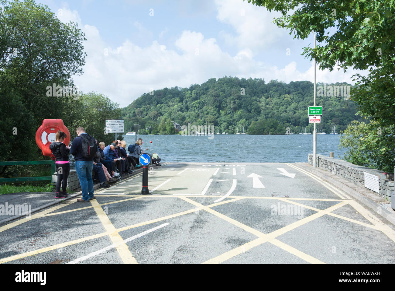 Passengers waiting for the Lake Windermere Car Ferry Stock Photo Alamy