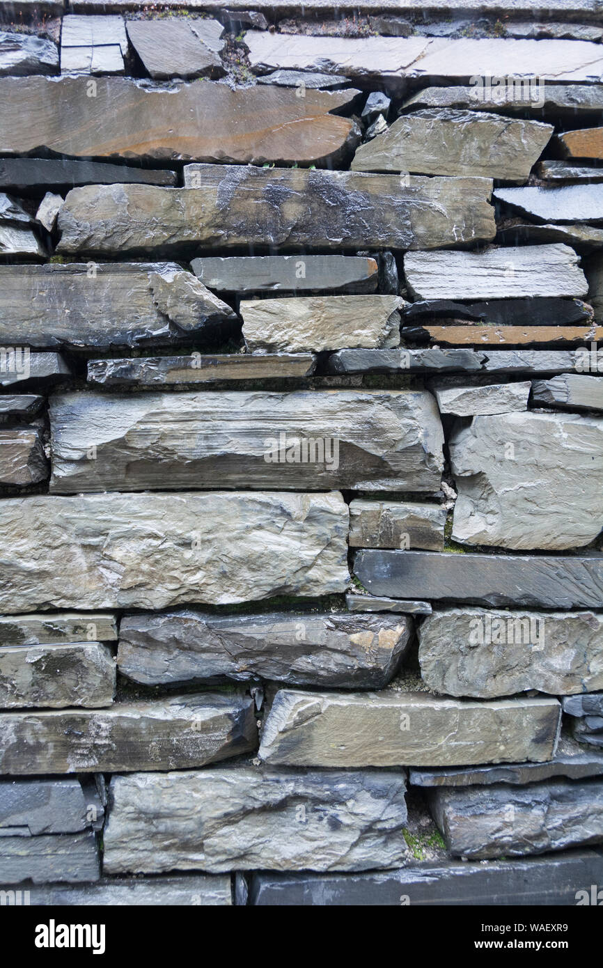 Slate walling and dry stone walls in the Lake District, Cumbria, UK Stock Photo