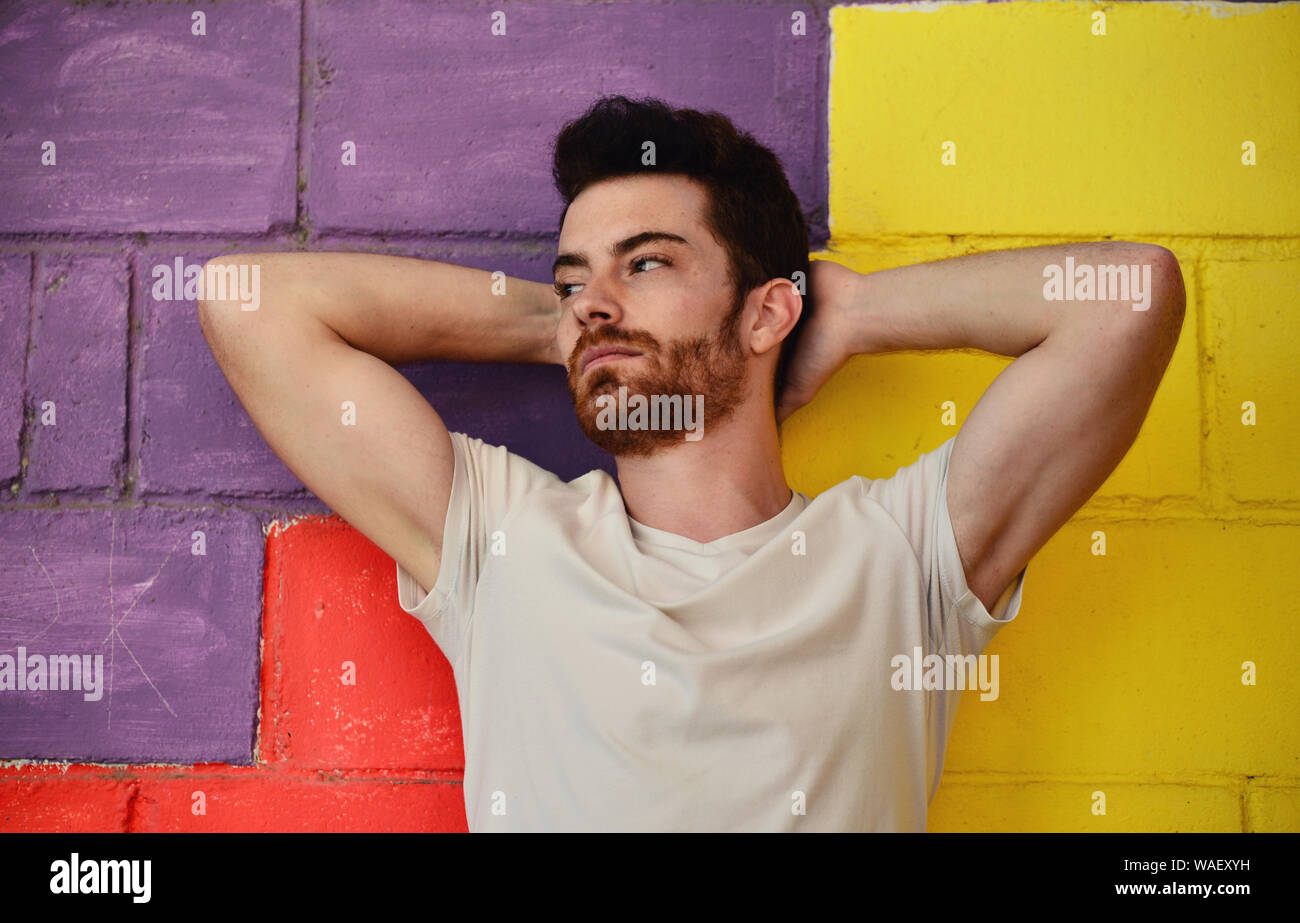 Handsome young man with red hair Stock Photo