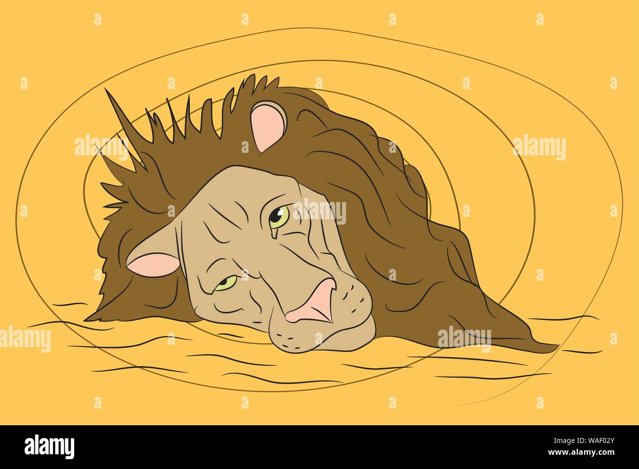 vector illustration lion portrait, on a colored background, vector Stock Vector