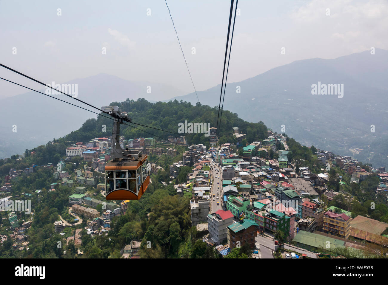 Cable car ropeway at Gangtok, Sikkim, India. Stock Photo