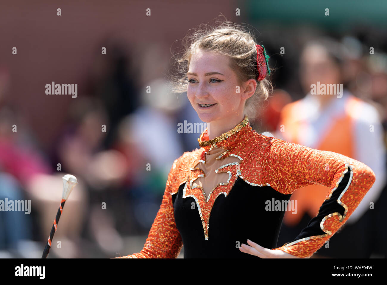 Buckhannon, West Virginia, USA - May 18, 2019: Strawberry Festival, The Elkins High School Marching Band performing at the parade Stock Photo