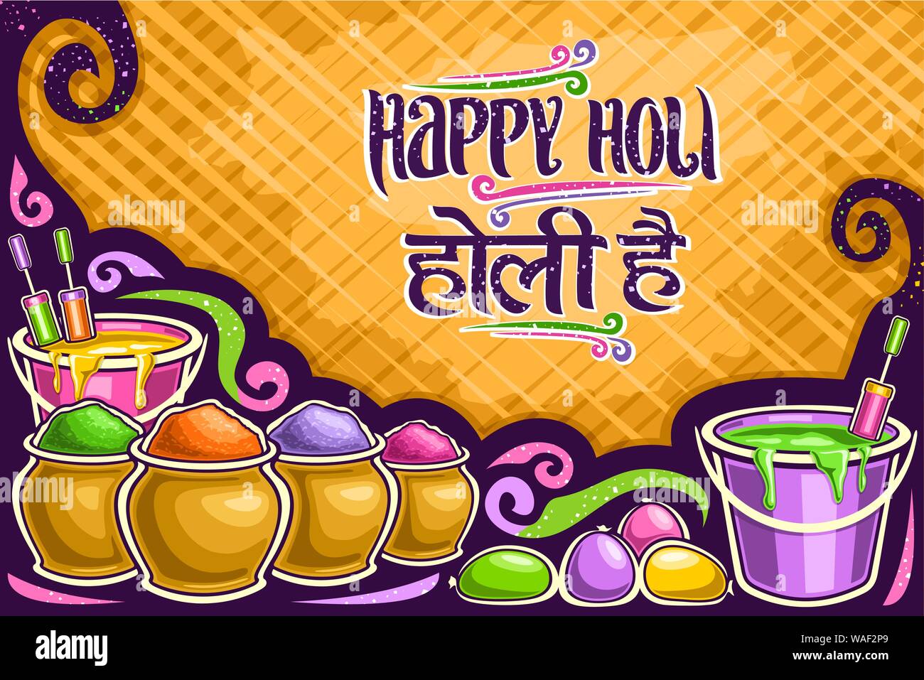 Vector Greeting Card For Holi Festival Creative Banner With Copy