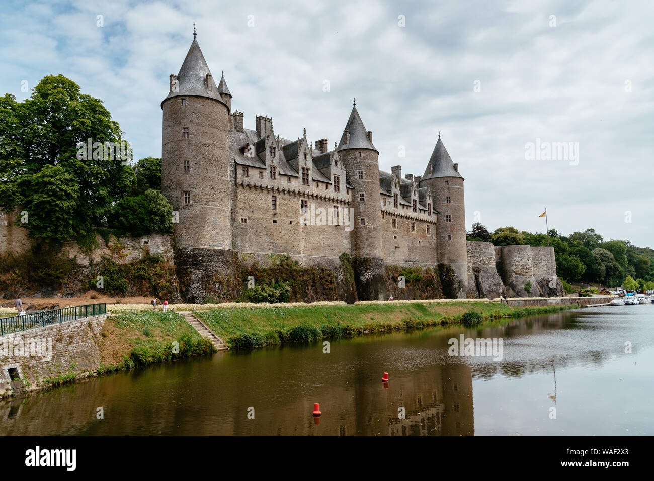 Josselin, France - July 26, 2018: View of the Castle and the river in ...