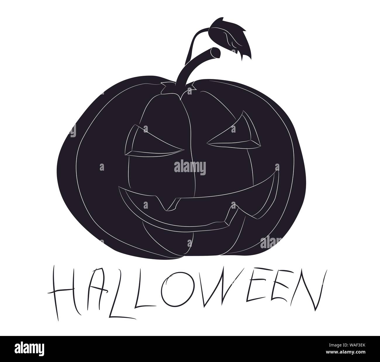 halloween pumpkin silhouette drawing vector white background Stock Vector