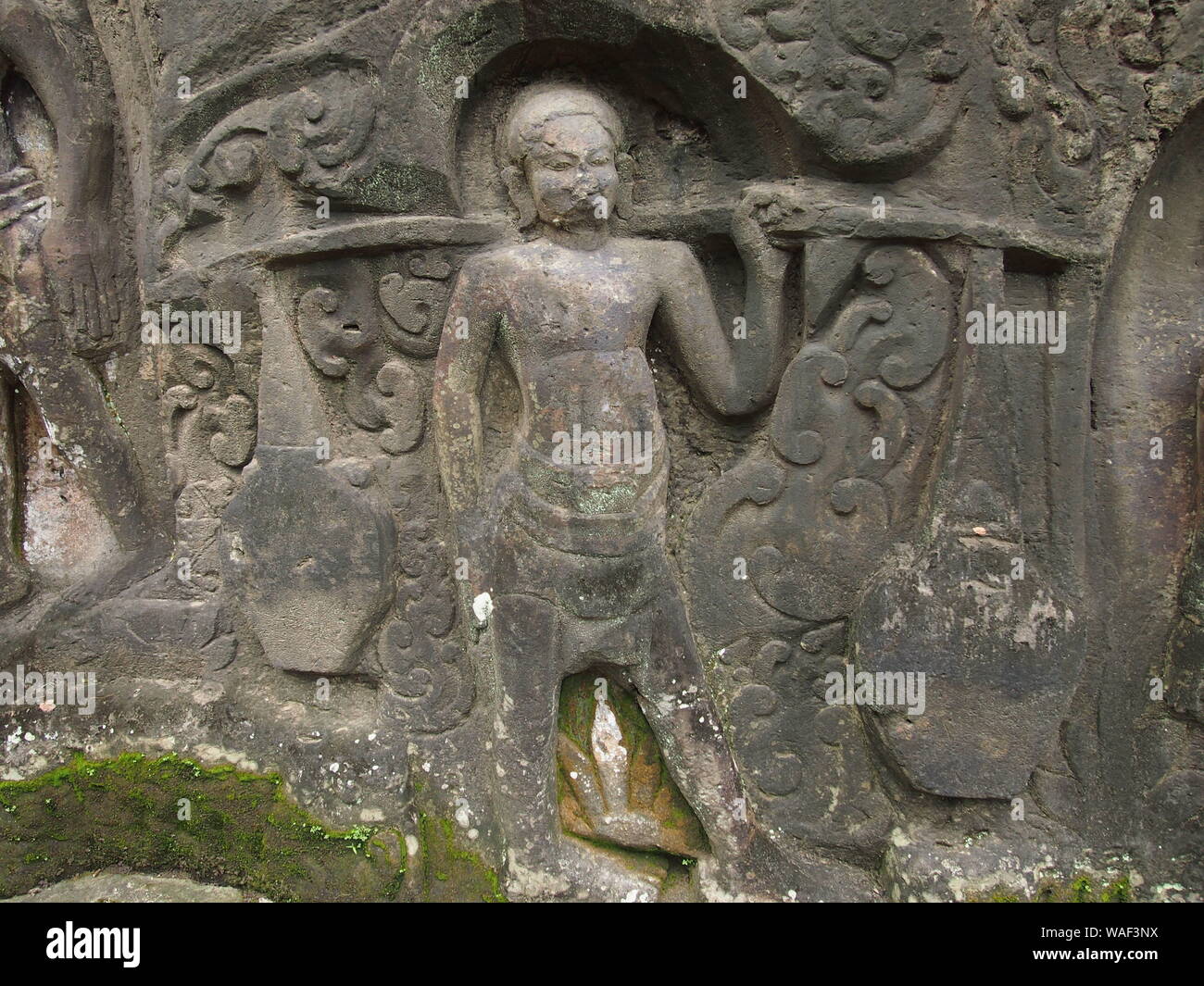 Bali Yeh Pulu wall carvings Stock Photo