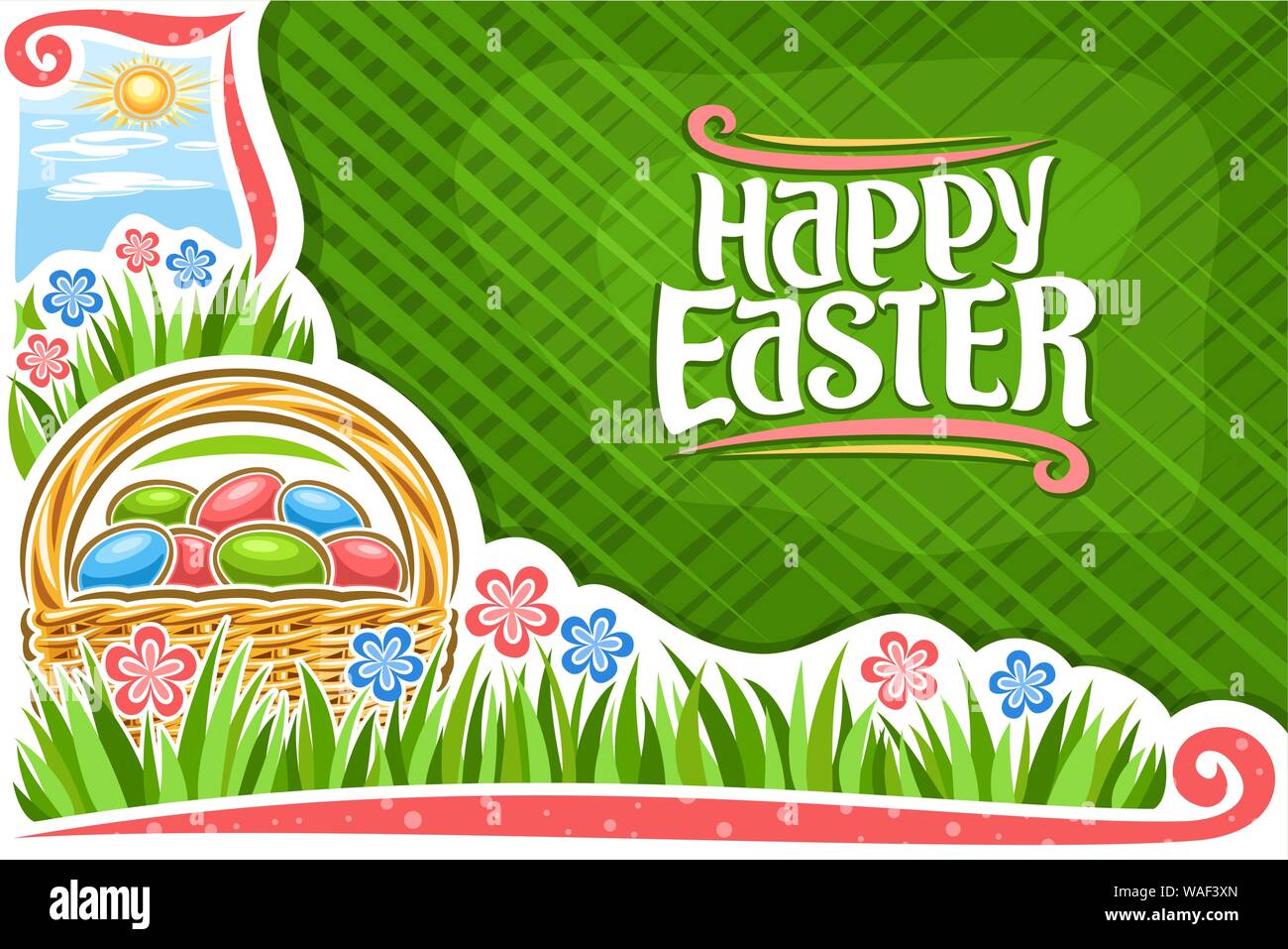 Vector Greeting Card For Easter Holiday With Copy Space White