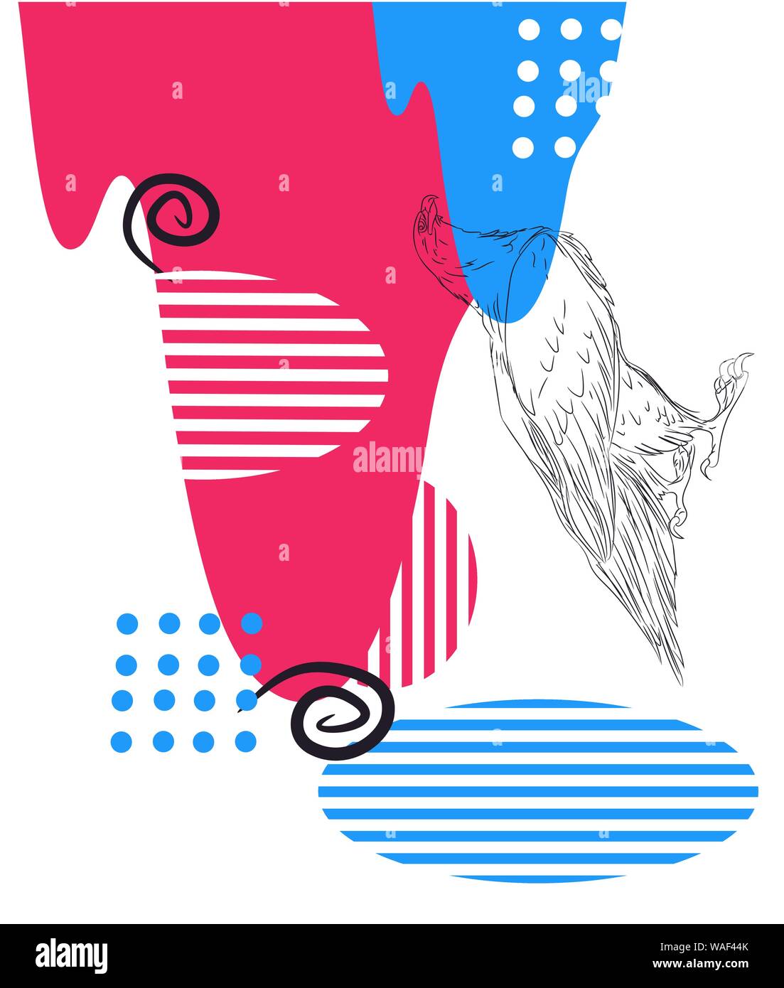 eagle drawing lines on vector abstraction background Stock Vector