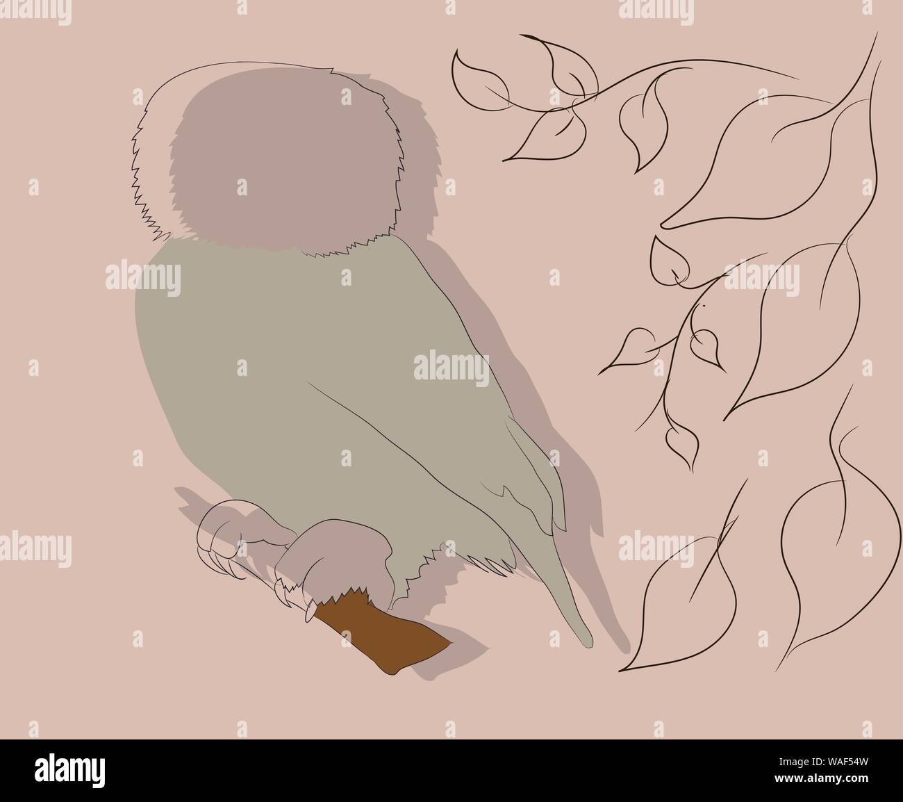 an owl stands in the nature, vector Stock Vector