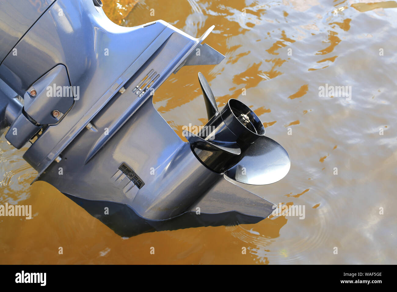 Motor boat screw close up. Engine propeller Stock Photo Alamy