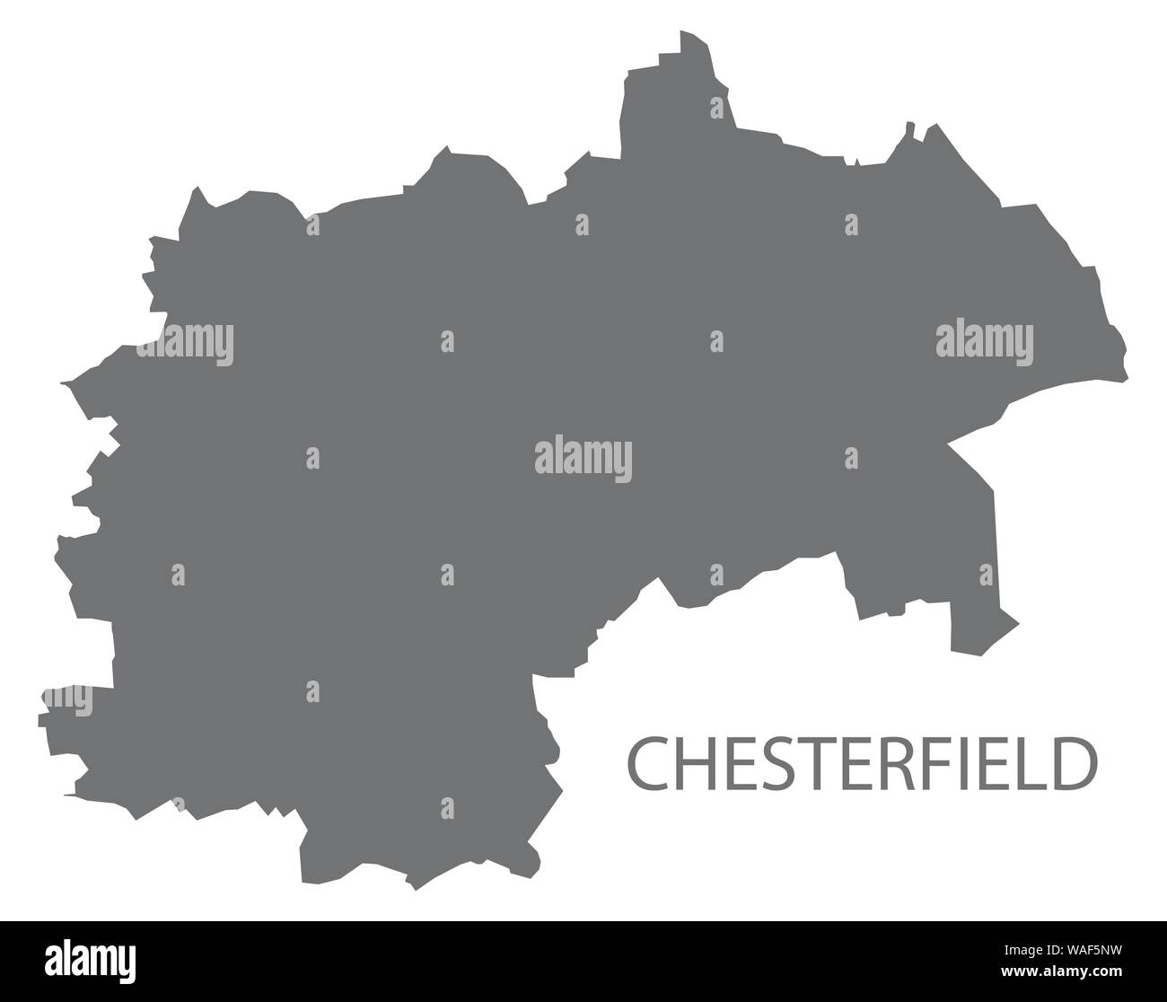 Chesterfield grey district map of East Midlands England UK Stock Vector