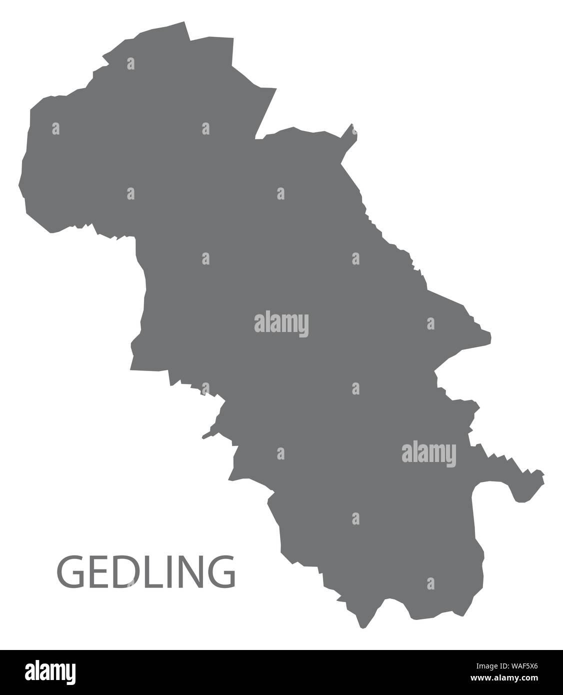 Gedling grey district map of East Midlands England UK Stock Vector
