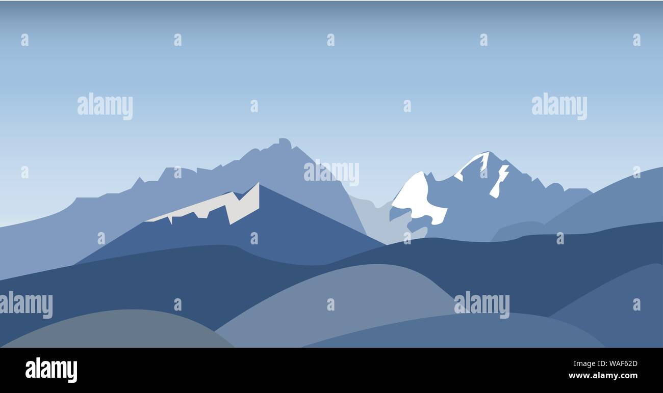 landscape of mountains at sunset Stock Vector