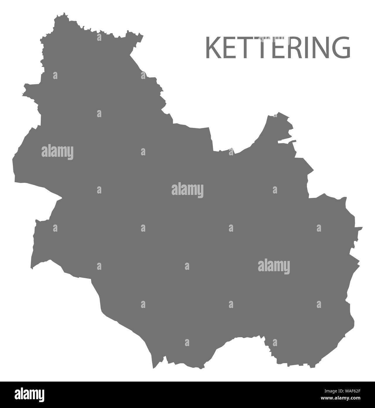 Kettering grey district map of East Midlands England UK Stock Vector
