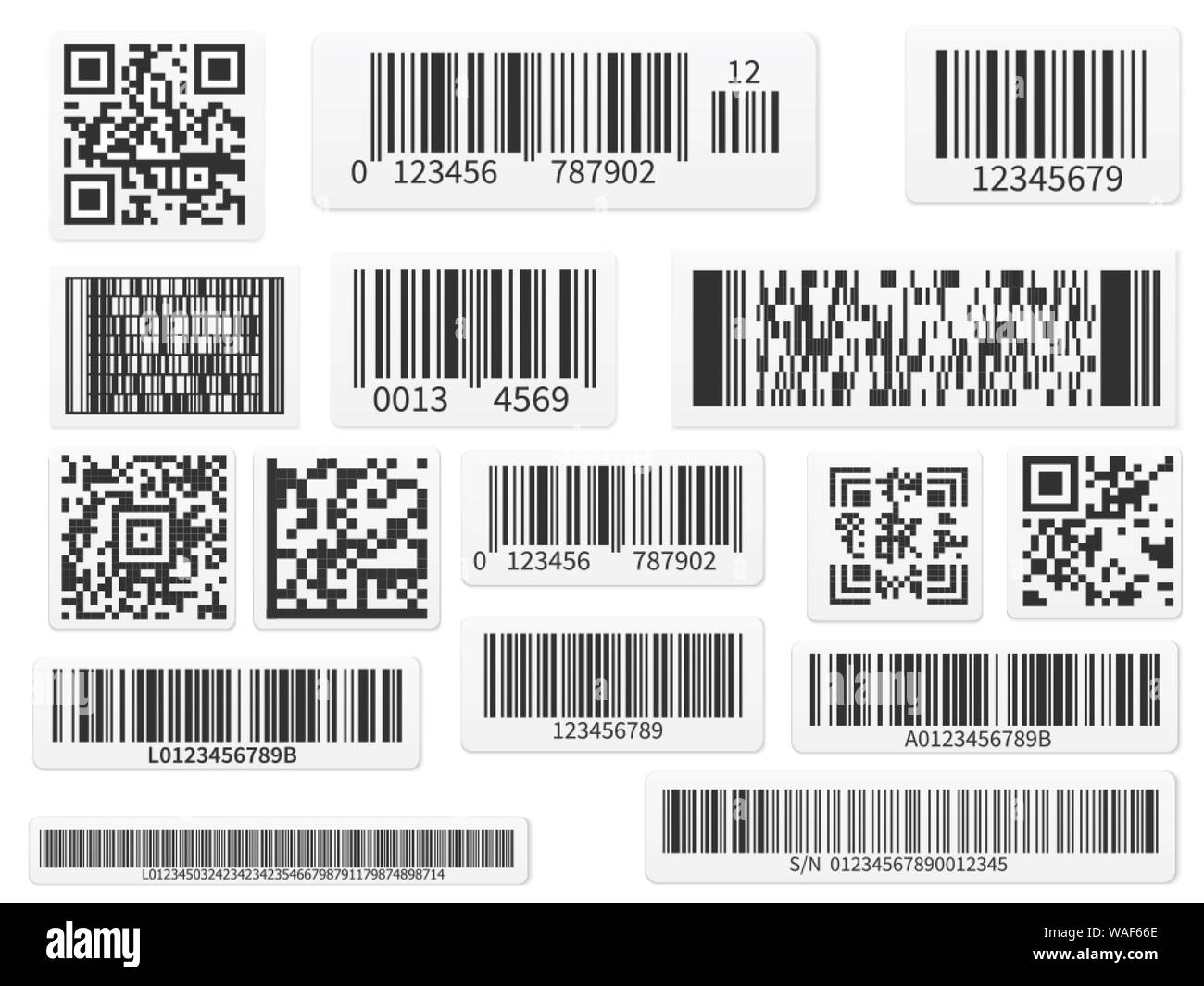 Supermarket scan code bars and qr codes label set Stock Vector