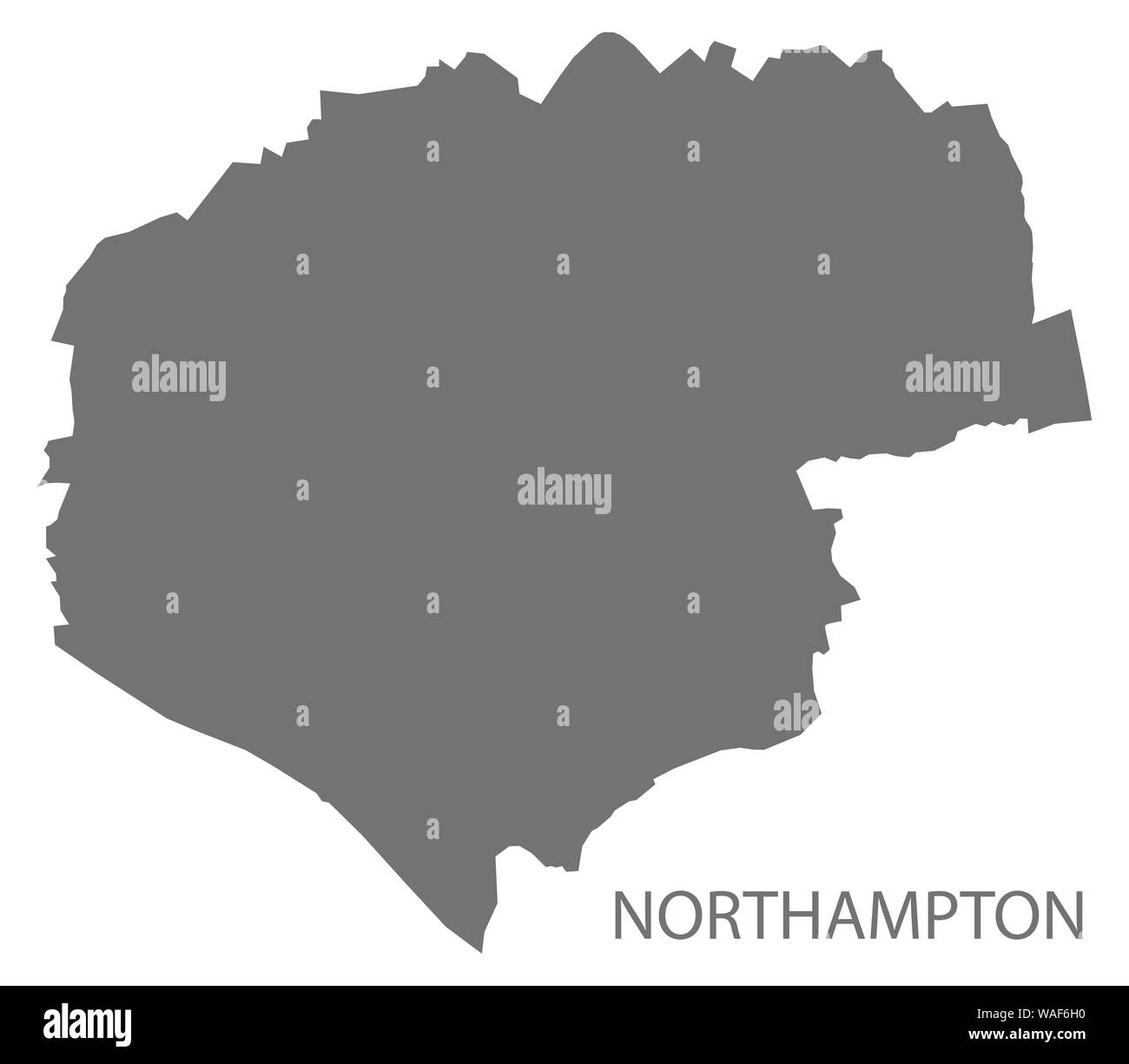 Northampton grey district map of East Midlands England UK Stock Vector