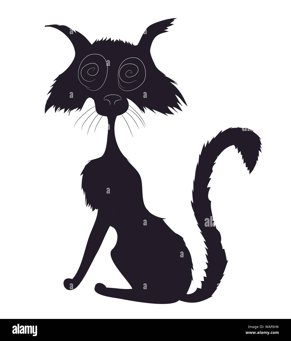 Cat Halloween Drawing Silhouette Vector White Background Stock Vector