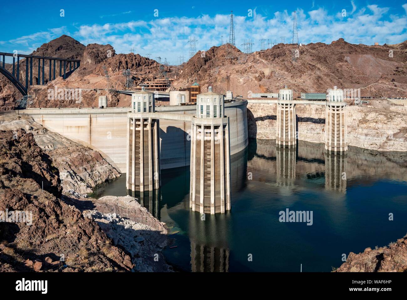 Hoover Dam, Hoover Dam, Dam, Lake Mead, Lake Mead Recreation Area, Arizona, Nevada, USA Stock Photo