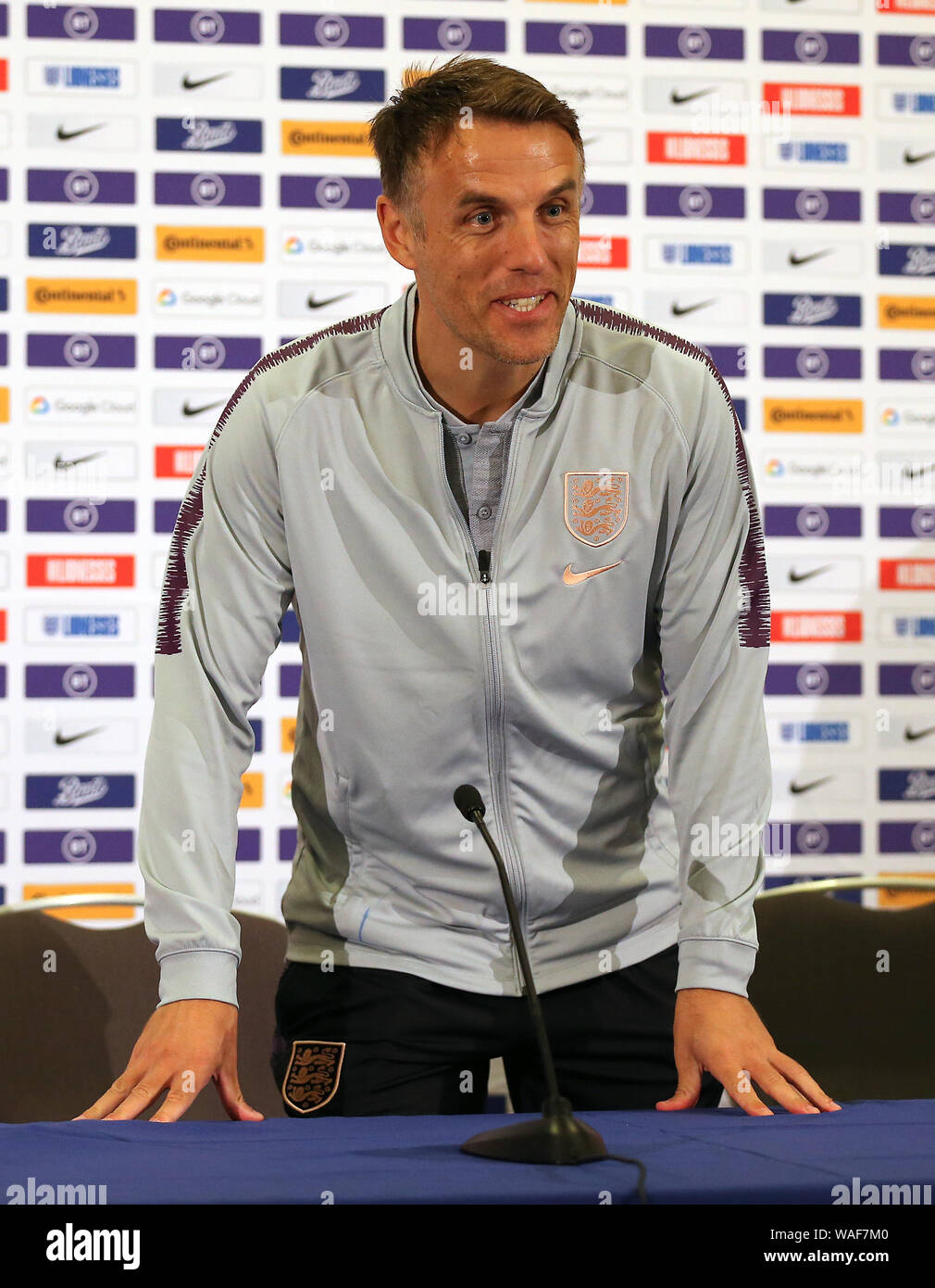England women's head coach Phil Neville during the England women's squad announcement at St George's Park, Burton. Stock Photo