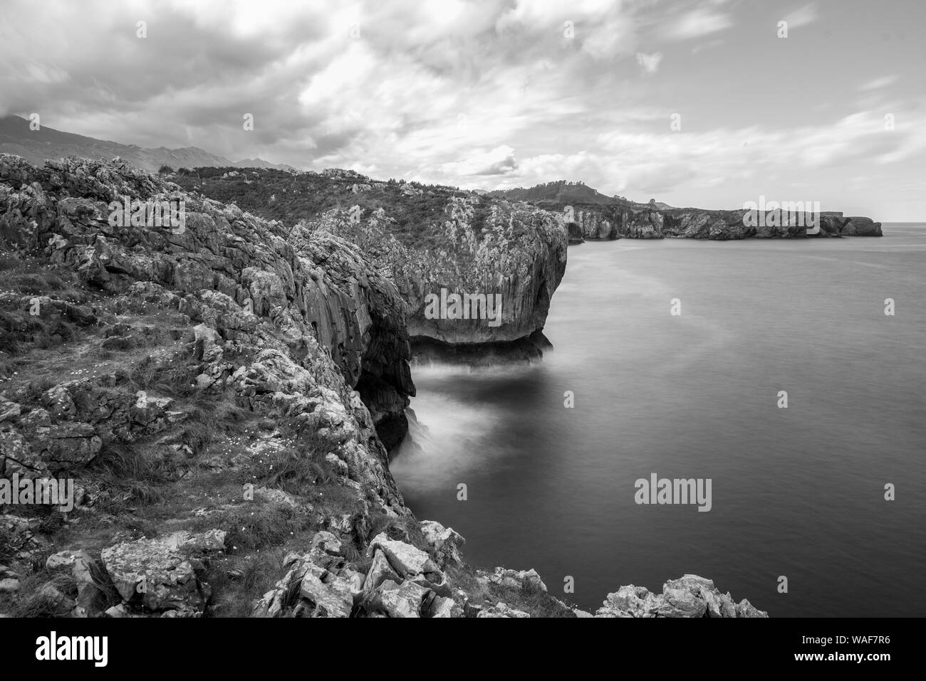Bufones de Arenillas in the cost of Asturias, north of Spain. Way of St. James. Stock Photo