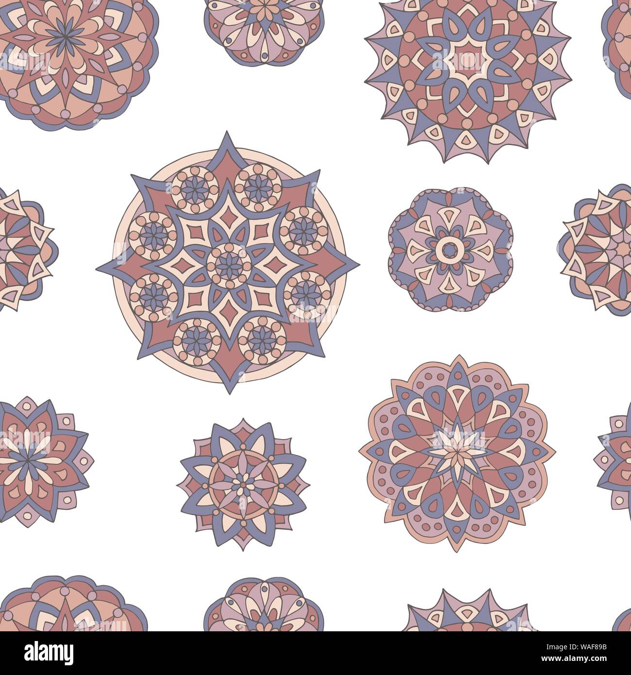 Vector seamless pattern with hand-drawn mandalas Stock Vector Image ...