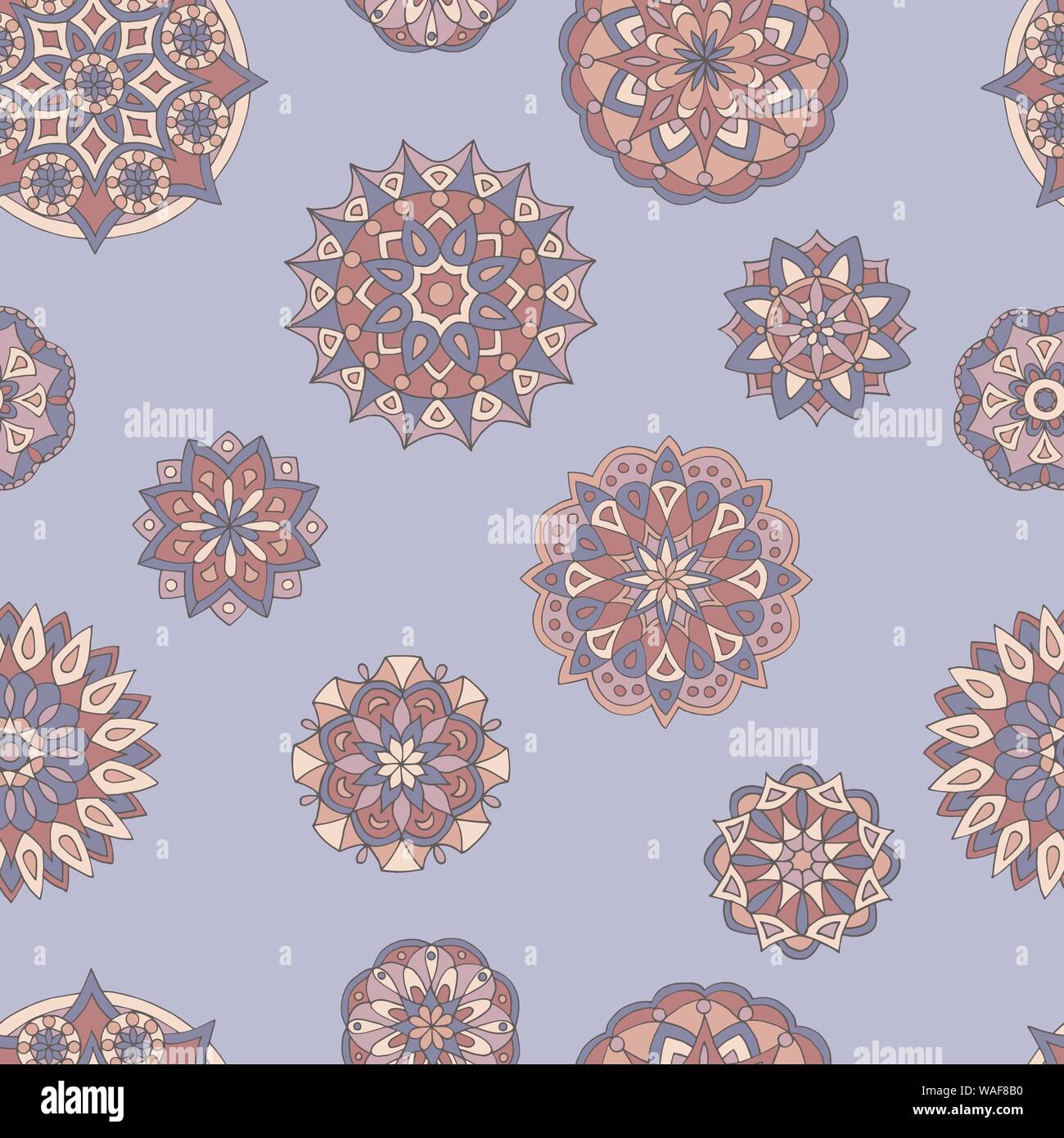 Vector seamless pattern with hand-drawn mandalas Stock Vector Image ...