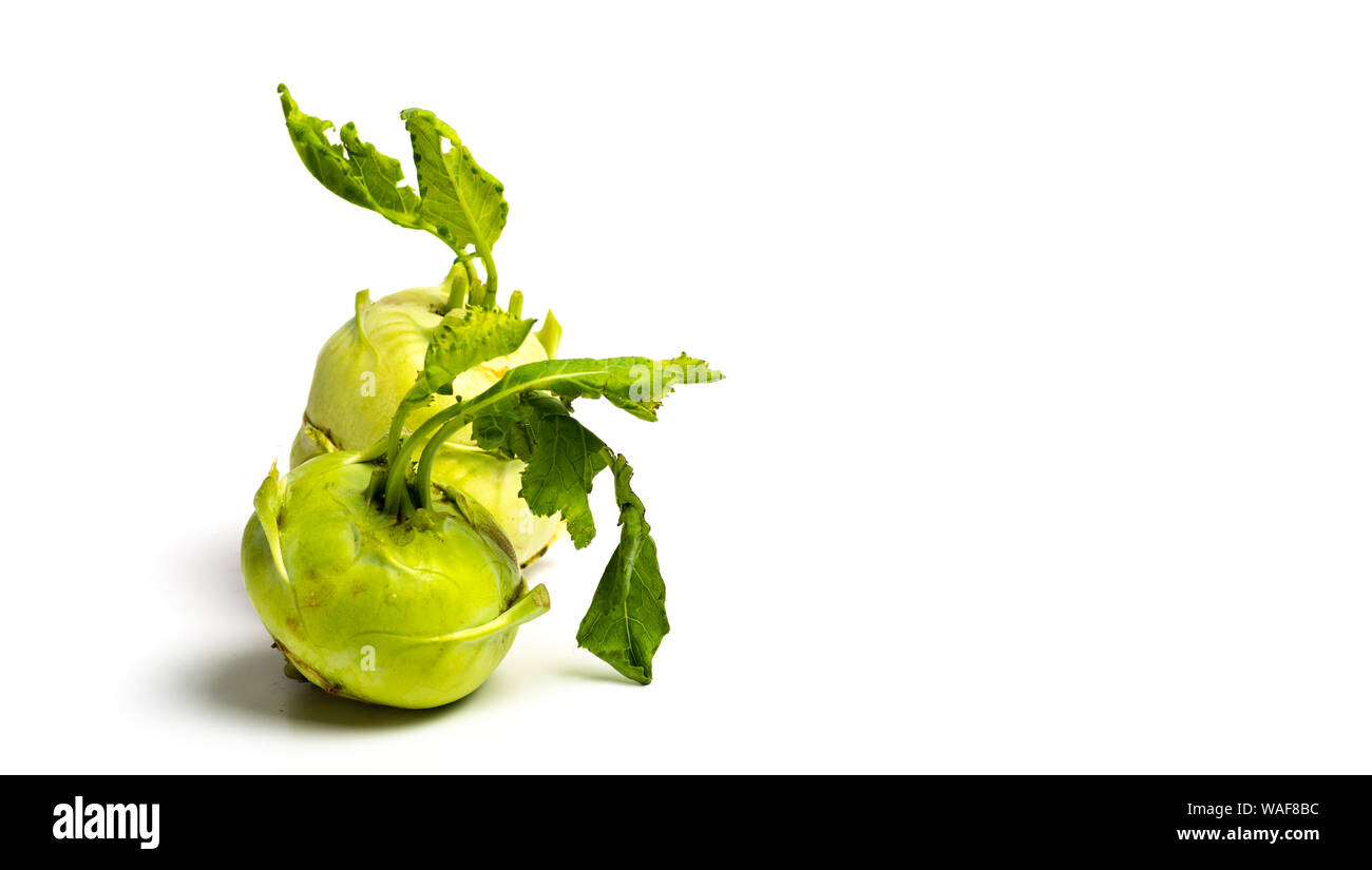 Fresh Kohlrabi vegetable isolated on white background Stock Photo