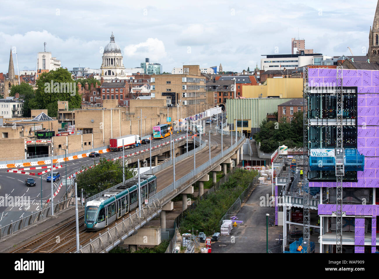 Nottingham City Centre, captured from the roof of Loxley House on Station Street in Nottingham, England UK Stock Photo