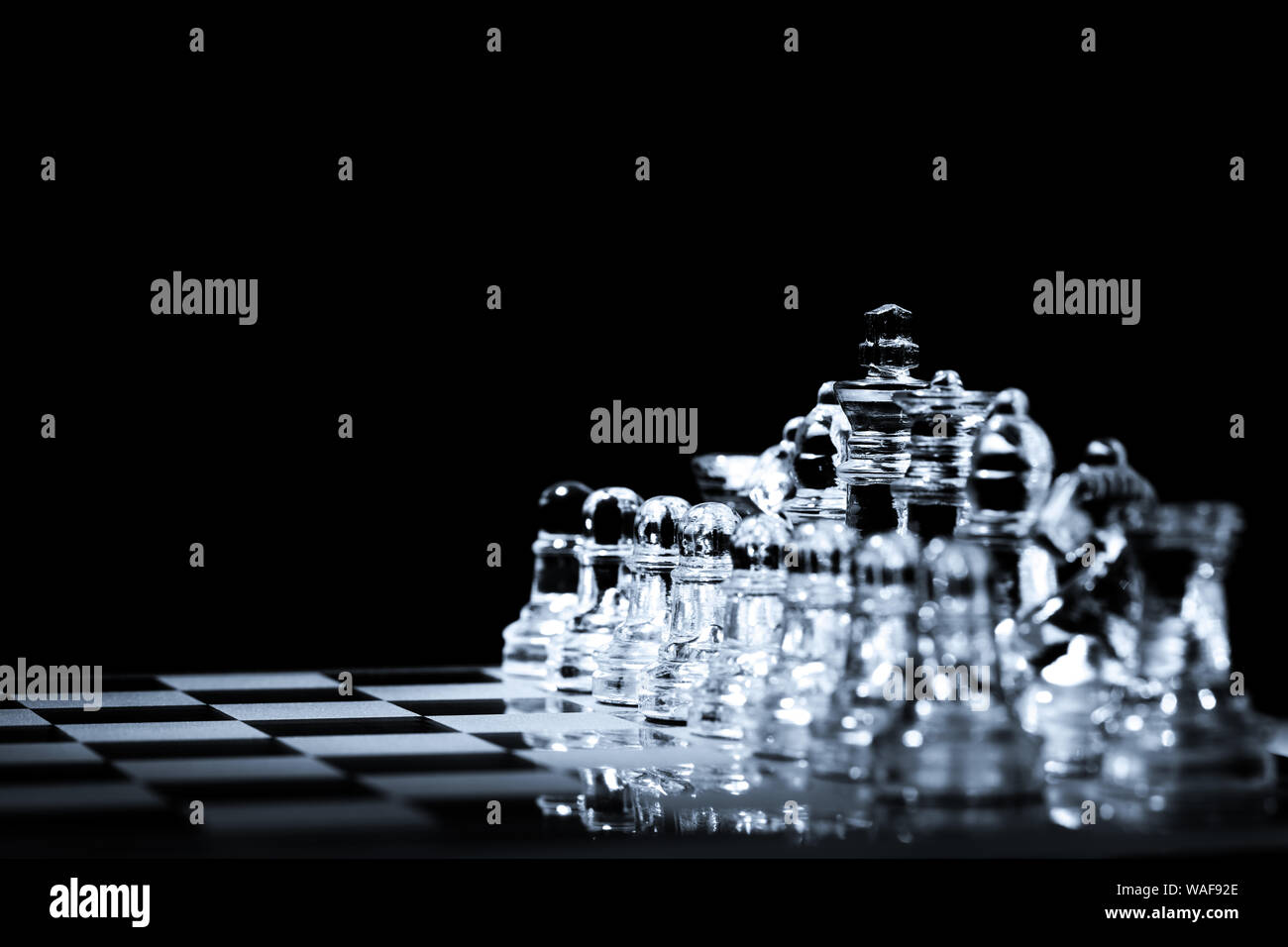 Business strategy and competition concept chess board ready for battle background Stock Photo