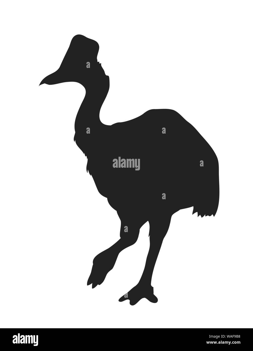 bird dinosaur drawing silhouette, vector, white background Stock Vector