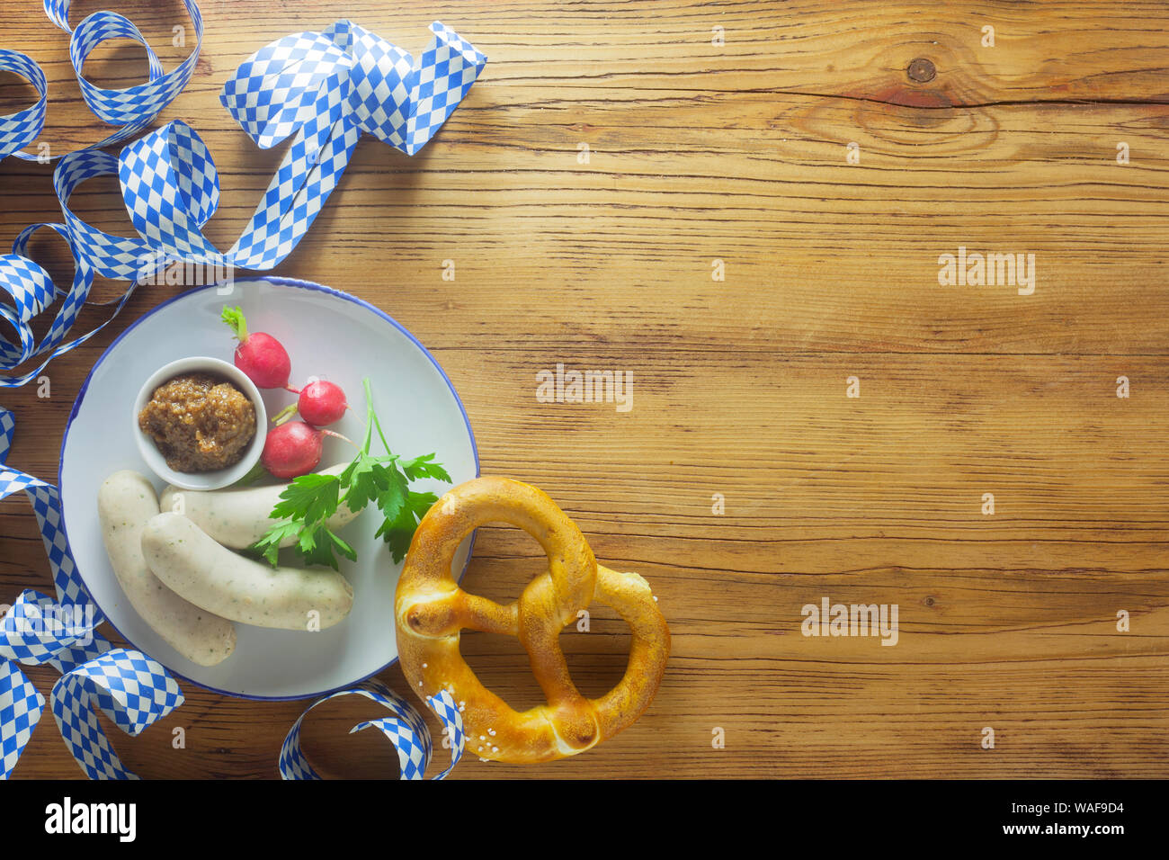 Oktoberfest Background With Traditional Bavarian Food Stock Photo