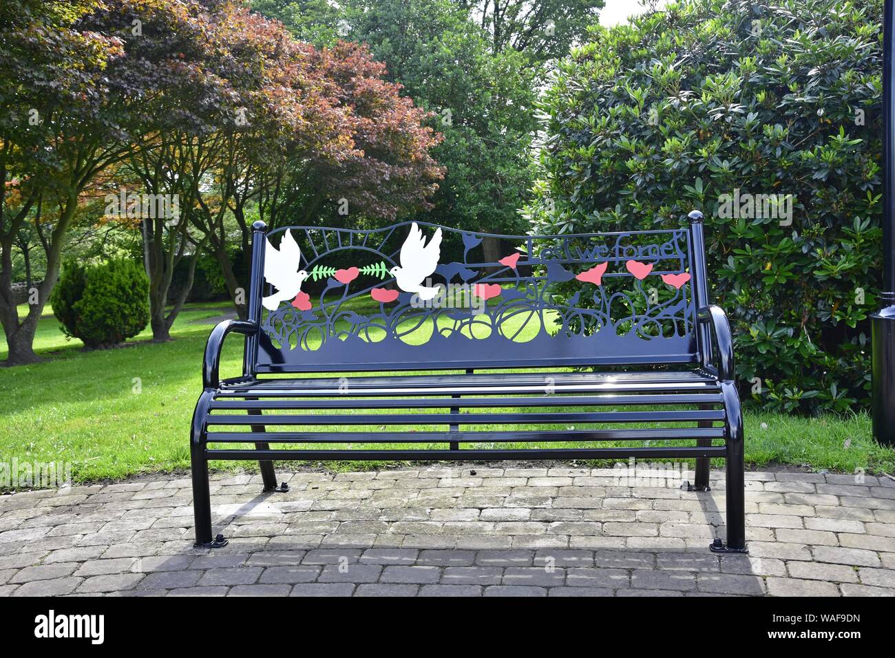 Rememberance seat in Honley Park Yorkshire England 05/07/2019 by Roy Hinchliffe Stock Photo