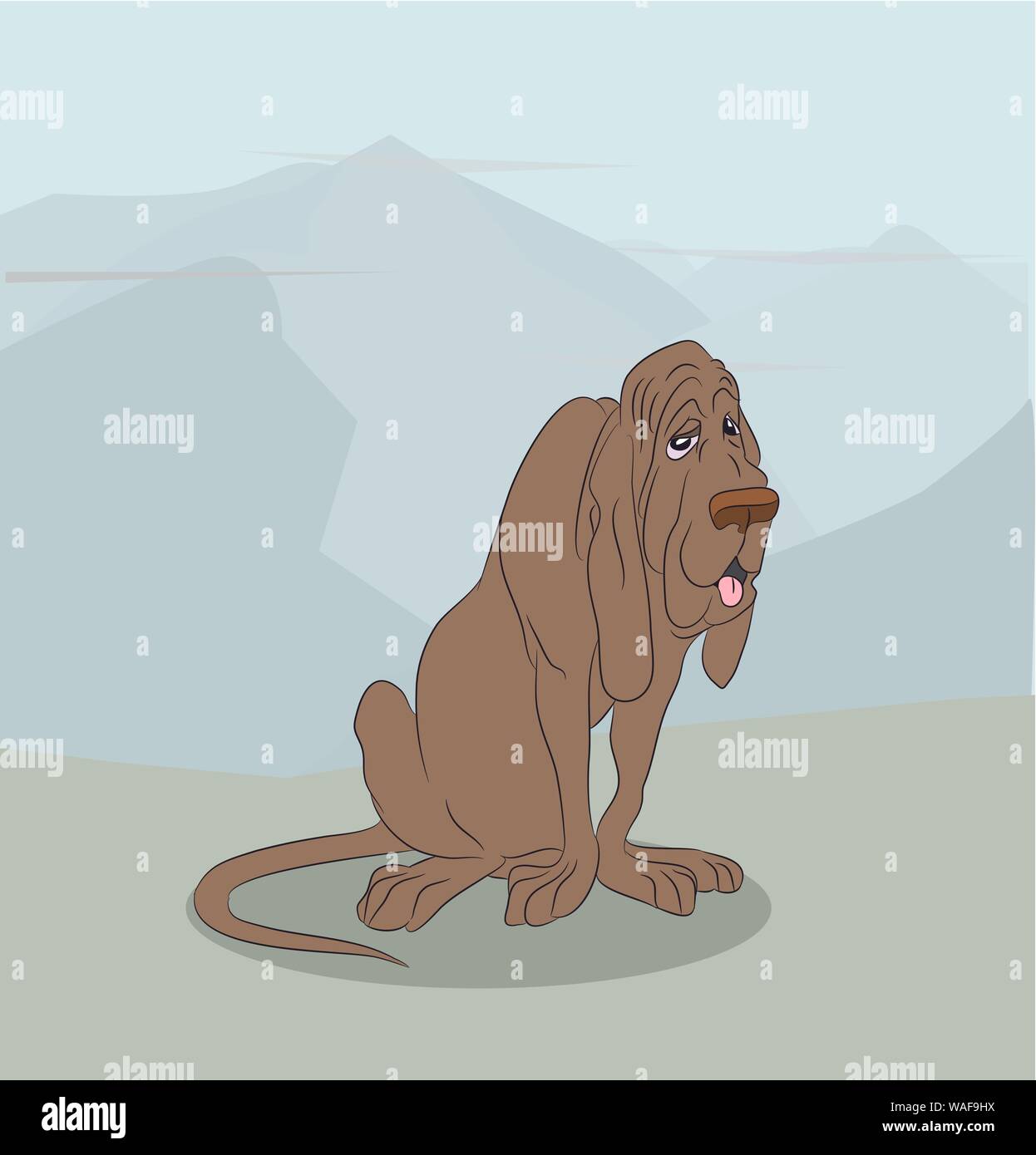 dog sitting outdoors, vector, dog sitting, outdoors, vector Stock Vector